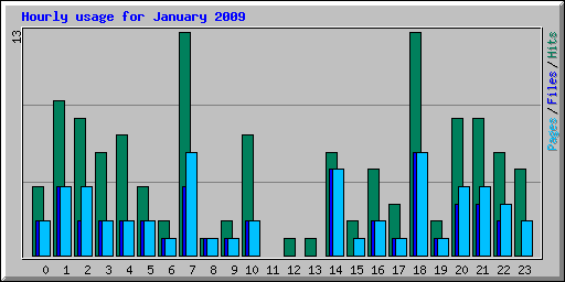 Hourly usage for January 2009