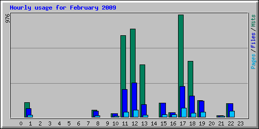 Hourly usage for February 2009