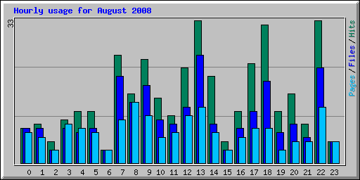 Hourly usage for August 2008