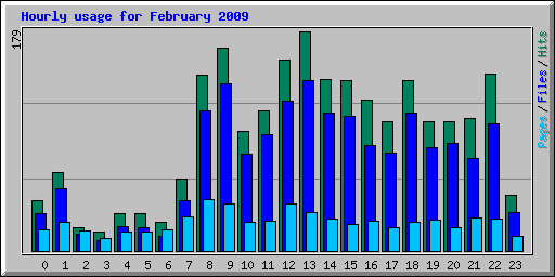 Hourly usage for February 2009