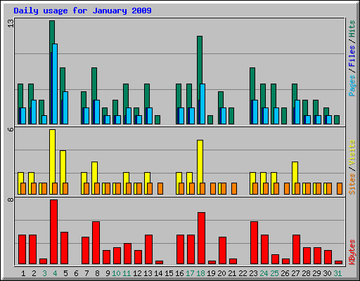 Daily usage for January 2009