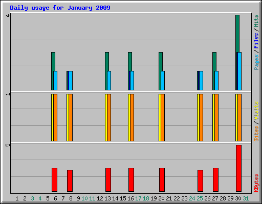 Daily usage for January 2009