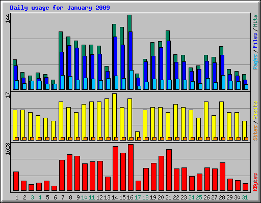 Daily usage for January 2009