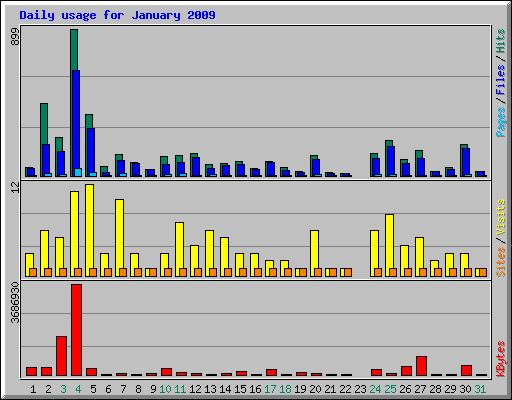 Daily usage for January 2009