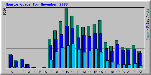 Hourly usage for November 2008